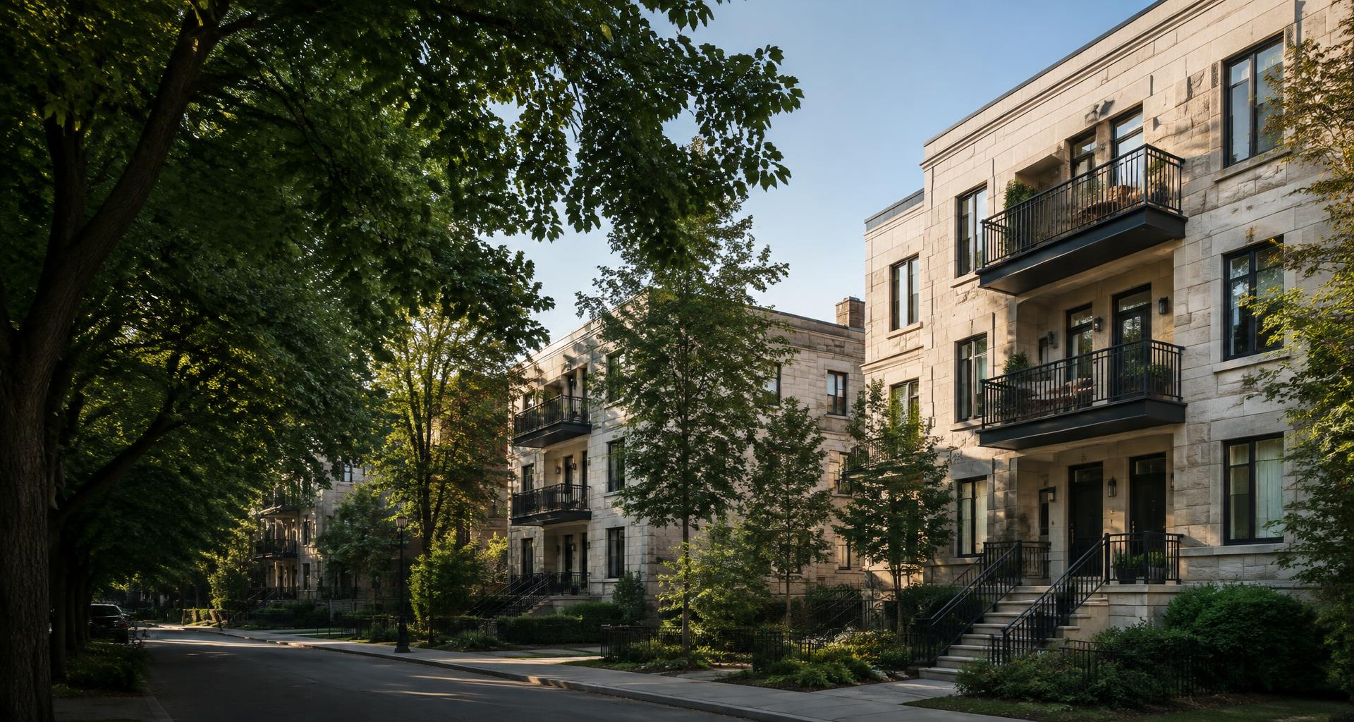 Immeubles résidentiels dans une rue arborée